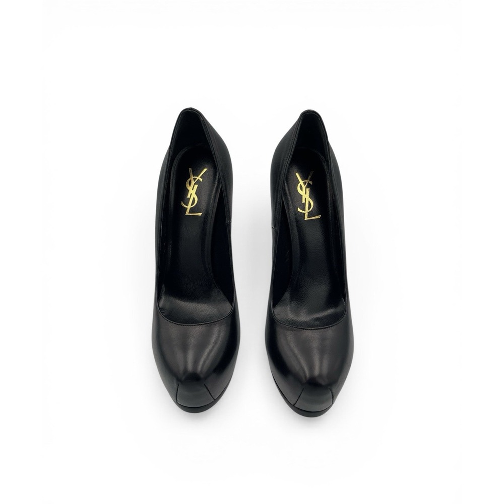 Saint Laurent Tribtoo Platform Pumps Black Leather –Size 38.5 US 8.5 - Picture 8 of 14